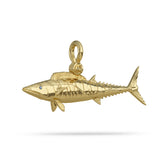 Yellow 14k Gold Wahoo “Ono” Fish Pendant  With Sapphire Eye And Mariner Shackle Bail By Nautical Treasure Jewelry